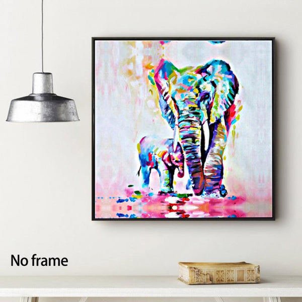 Frameless Painting By Numbers Vintage Elephant