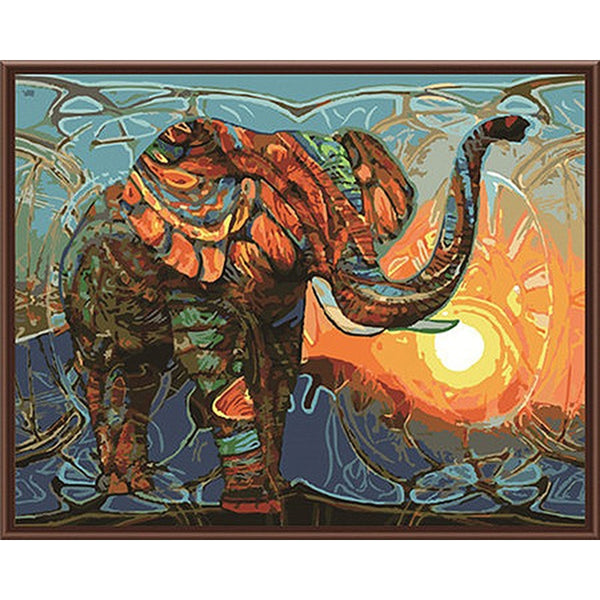 Frameless Vintage Painting Elephant