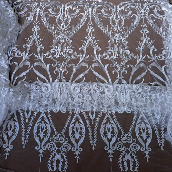 Beautiful Large Pattern Off White Rayon Lace Fabric