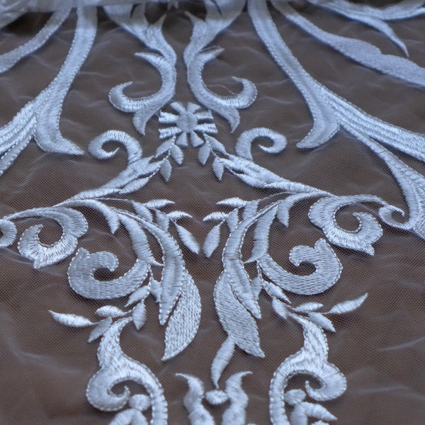 Beautiful Large Pattern Off White Rayon Lace Fabric