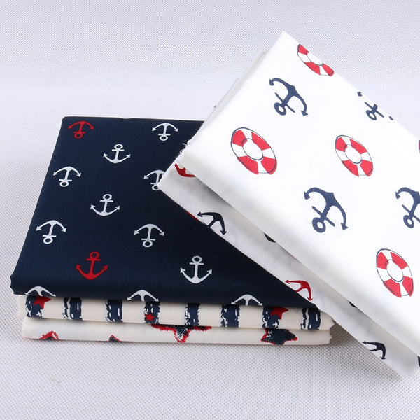 5Pcs Cotton Fabric (8" x 10") Navy Series