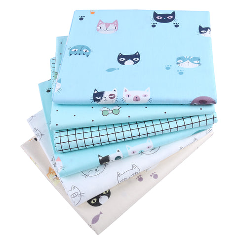6 Pcs Twill Cotton Fabric (8" x 10") Cat Collection