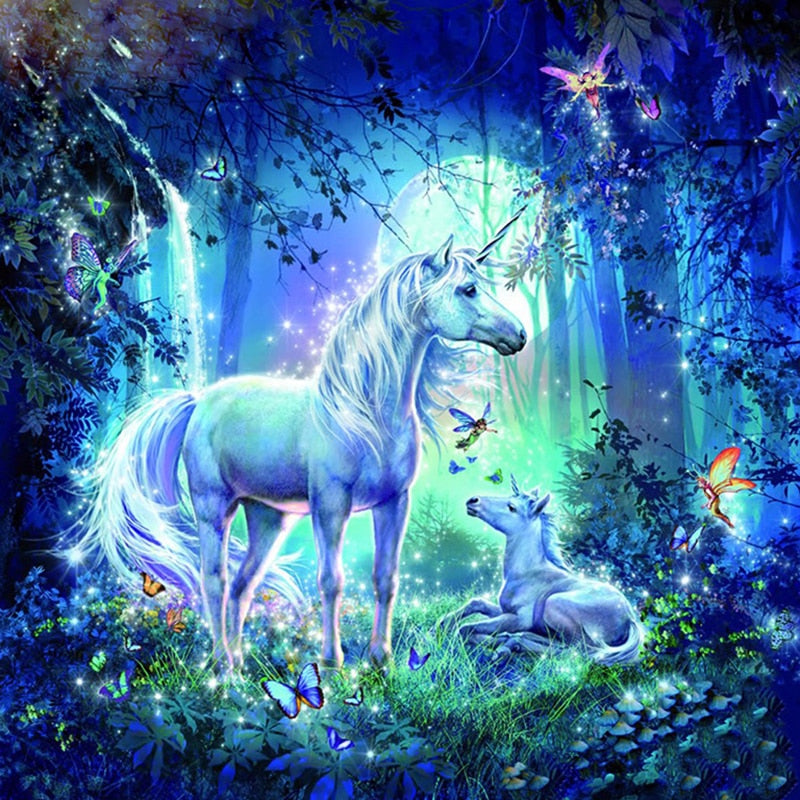 5D Diamond Painting Unicorns In Forest