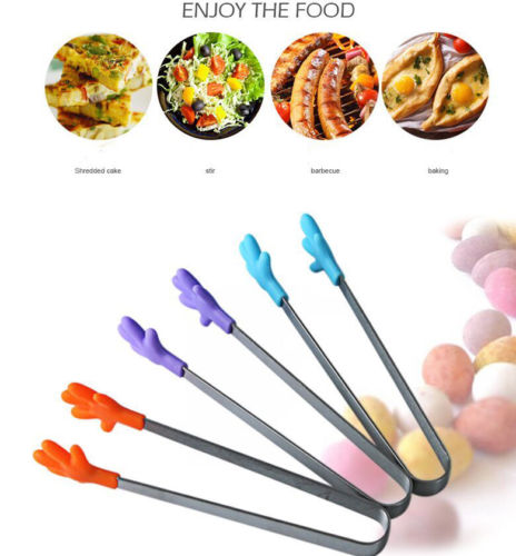 Solid Stainless Steel Food Clip Non-slip Mini Silicone Small Hand