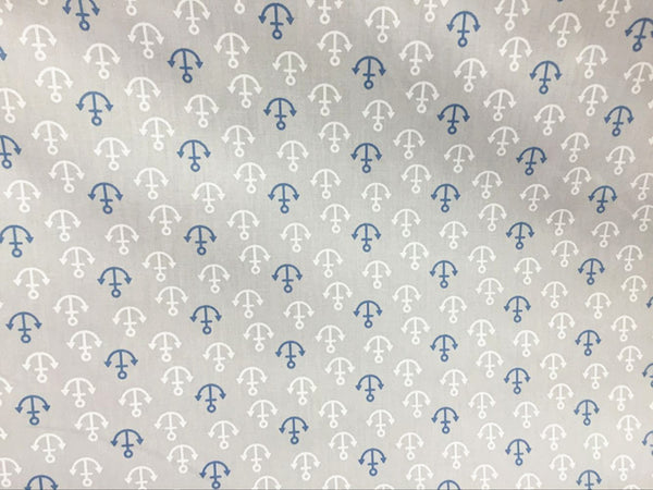 5pcs Twill Cotton Fabric (9" x 10") Pretty Anchors