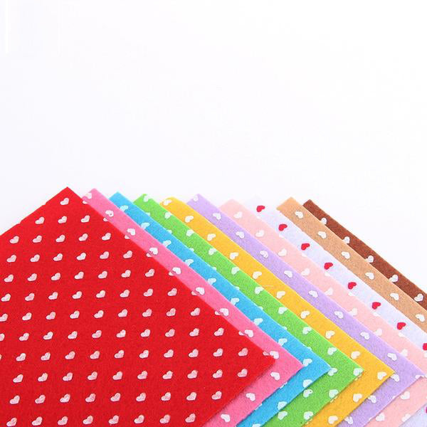 10 pcs Felt Fabric Cloth (6" x 6") Heart Collection