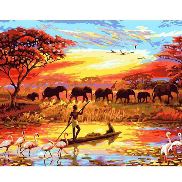 Painting By Numbers The Herd of Elephant in African
