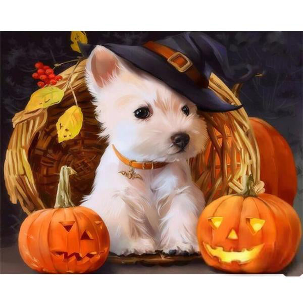Frame Halloween Dog Painting By Number