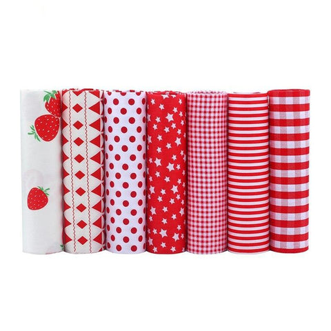 7 Piece Lot Patchwork Fabric (16″X20″) Strawberry Collection