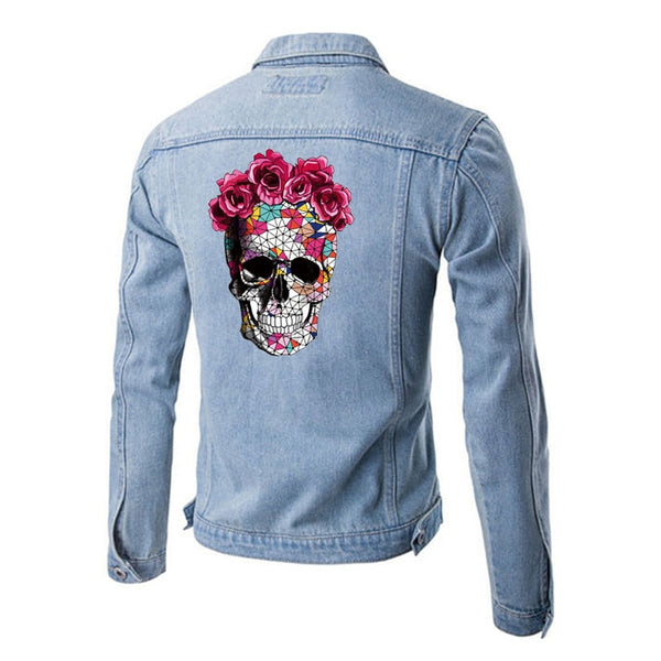 Skull Flower Iron On Patches For Clothing