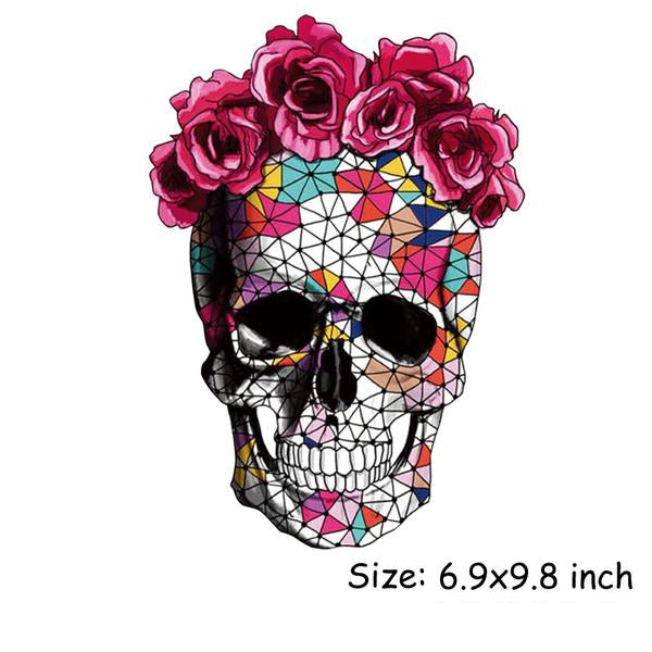 Skull Flower Iron On Patches For Clothing – QuiltsSupply