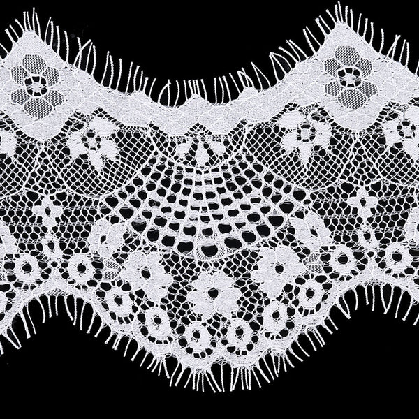 3 Yards Eyelash Black/White Soft Floral French Lace Fabric