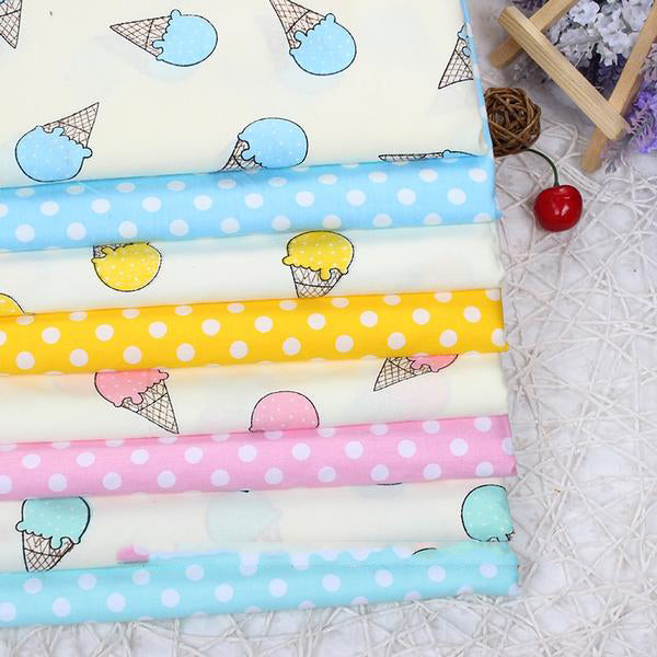 8 pcs Cotton Fabric (16" x 20") Ice cream and Dots Collection
