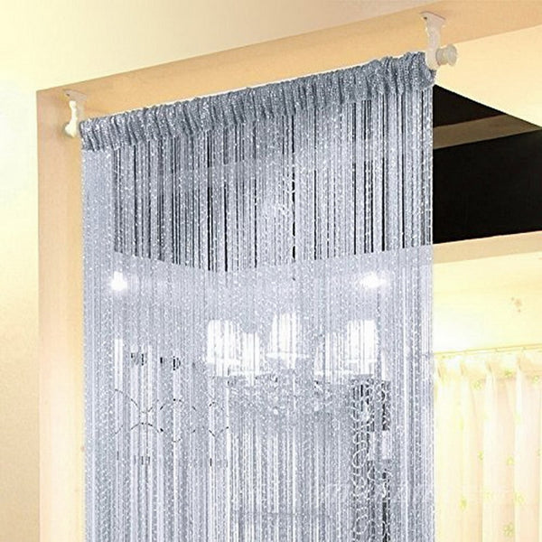1PC Silver Silk Tassel Window Tube Curtains