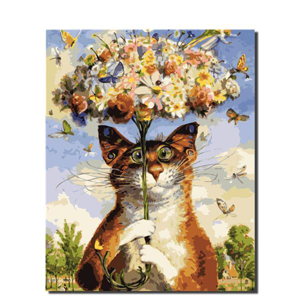 Cat Flower Picture Painting by Numbers