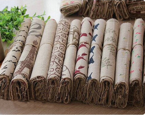 20pcs Linen Cotton Fabric (10" x 10") Vintage Bundle
