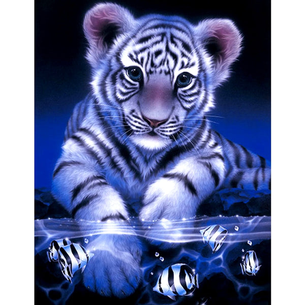 5D Full Square Diamond Painting "Tigers & Fish"