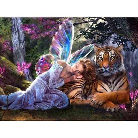 Full Square Drill 5D Diamond Painting "Butterfly Fairy Tiger"