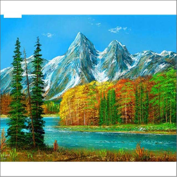 5D Diamont Painting River and Mountain