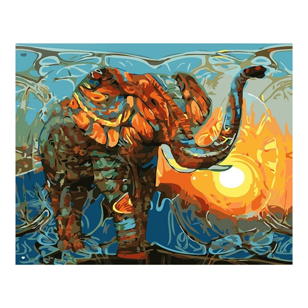 Oil Painting By Number Elephant Acrylic Paint Decor