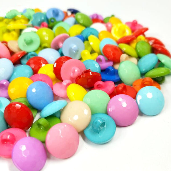 100pcs Round Shank Mix Colors Plastic Buttons