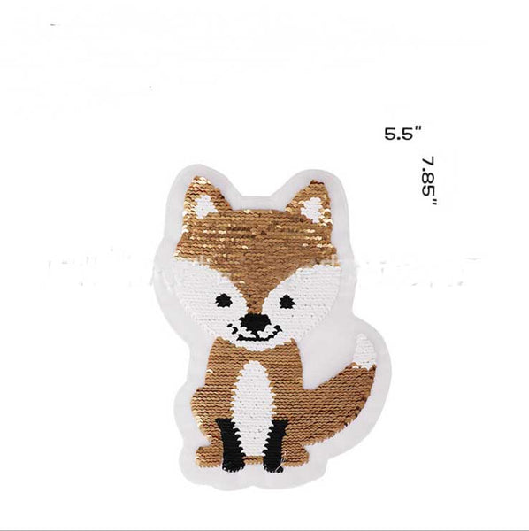 Cartoon Fox Reversible Change Color Sequins Sew On Patches