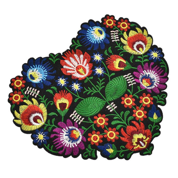 Heart Shape Flower Embroidery Applique Patches
