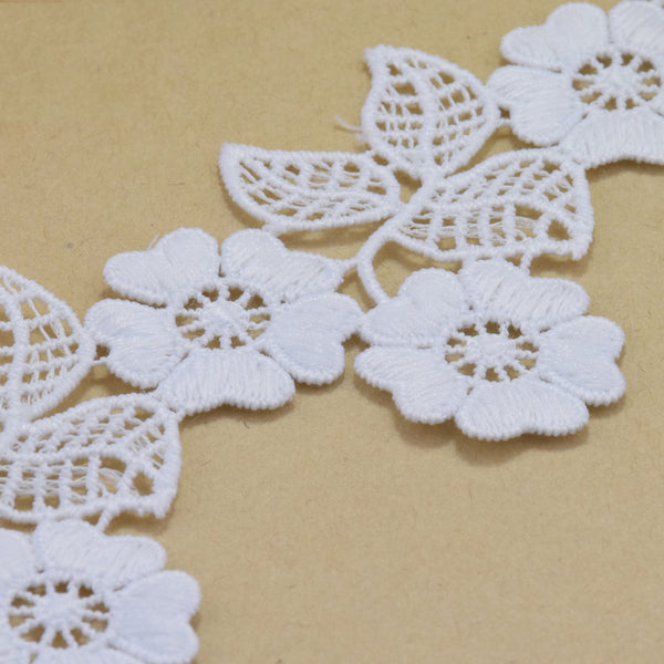 2.1" White Polyester Embroidery French Lace Ribbon Fabric