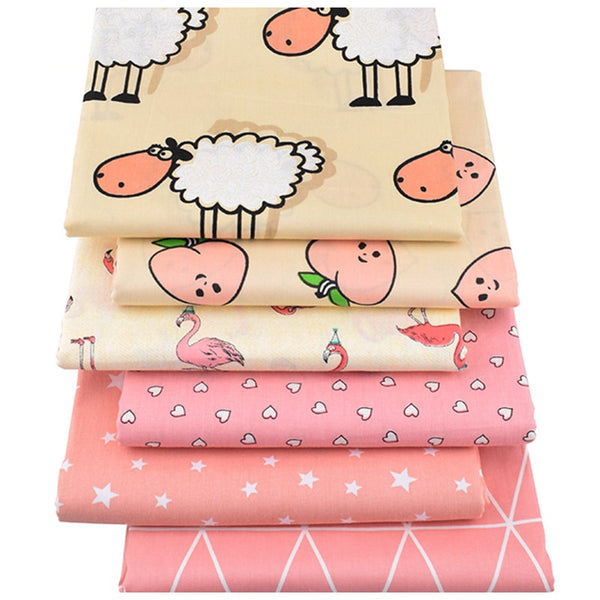 6pcs Printed Twill Cotton (16" x 20") Sheep & Peach Series