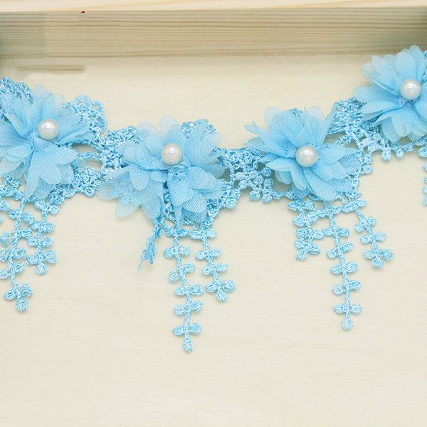1Yard 2.7" Flower Embroidery Lace Fabric Trim Ribbons