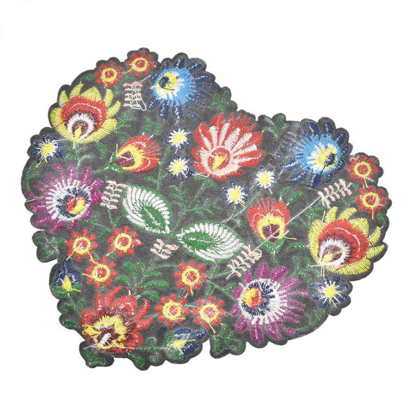 Heart Shape Flower Embroidery Applique Patches