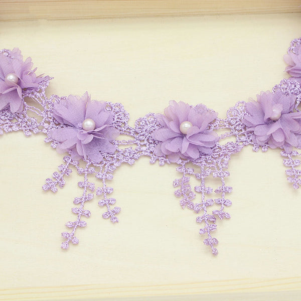 1Yard 2.7" Flower Embroidery Lace Fabric Trim Ribbons