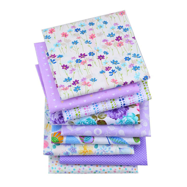 9 PCS Cotton Fabric (16" x 20") Purple Bundle Patchwork