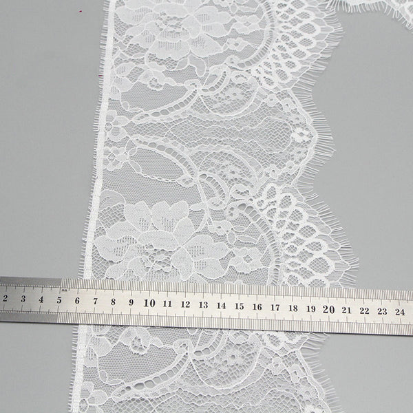 3y 6" White/black Embroidered Lace Fabric Trim Ribbon
