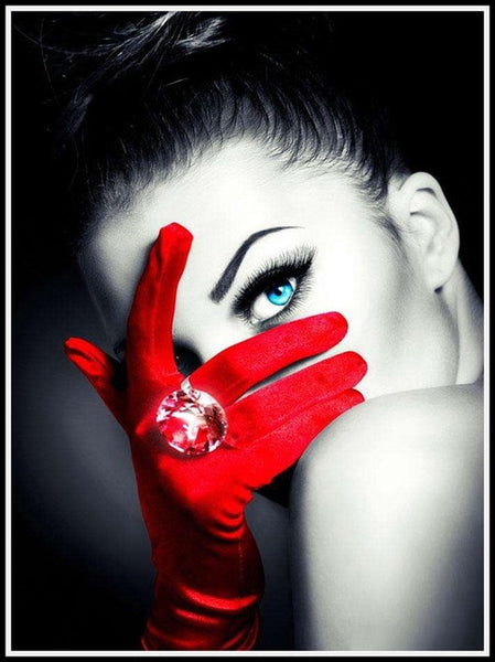 Round Full Diamond Painting 3D Red And Black Series Sexy Red Lip