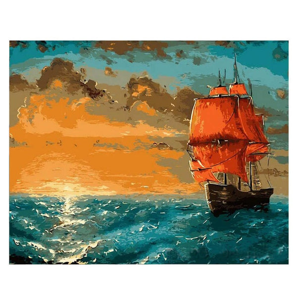 Painting By Numbers Ship Sailing