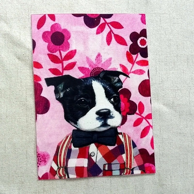 Cotton Canvas Fabric  (5.9"x7.87") Dog/pug/French bulldog Design