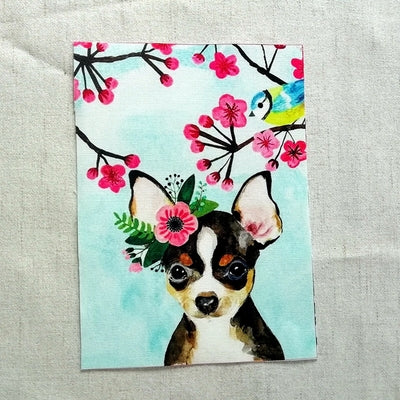 Cotton Canvas Fabric  (5.9"x7.87") Dog/pug/French bulldog Design