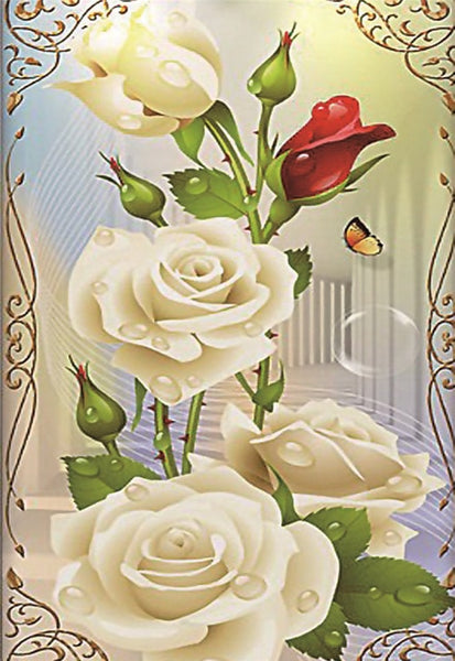 5D Diamond Painting White Pink Rose Flowers