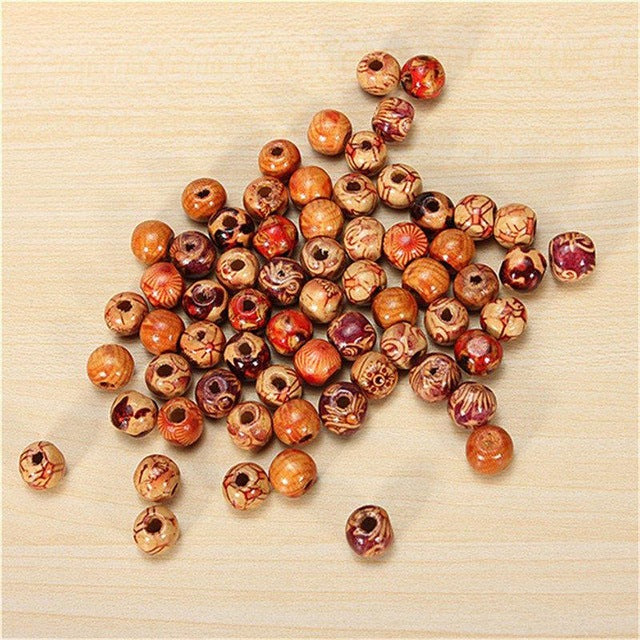 100 Pieces Vintage Wooden Beads Mixed Large Hole