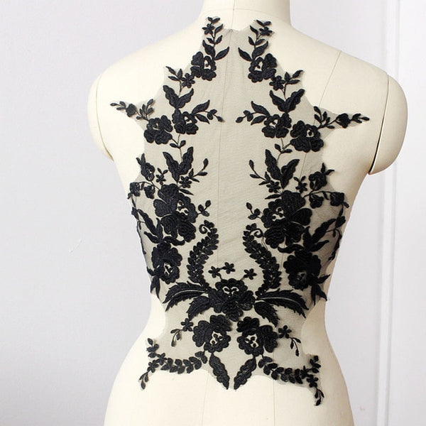 French Lace Fabric Black Ivory White Cotton Embroidered