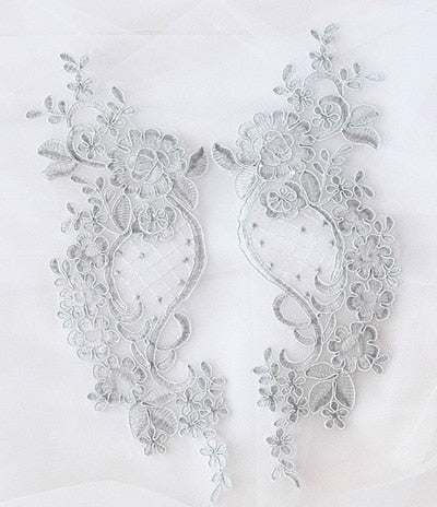 2 Pieces 3Color Lace Applique Flower Sequin