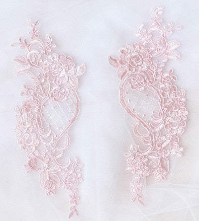 2 Pieces 3Color Lace Applique Flower Sequin