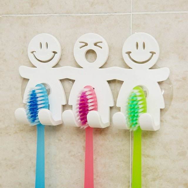 Cute Cartoon Bathroom Smiling Face Toothbrush Towel Storage Rack