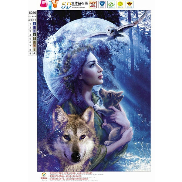5D Diamond Painting Wolf Girl