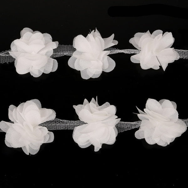 1yard=12pcs Flowers 3D Chiffon Cluster Flowers Lace