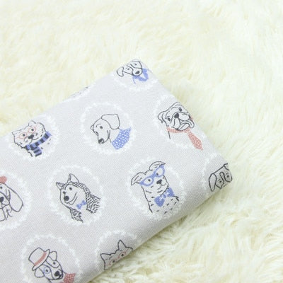 Cotton Thin Canvas Fabric (half meter) Cartoon dog cat print